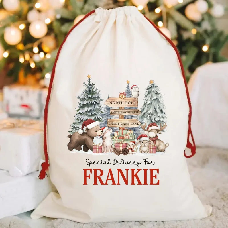 Woodland Deer Santa Sack - Personalised