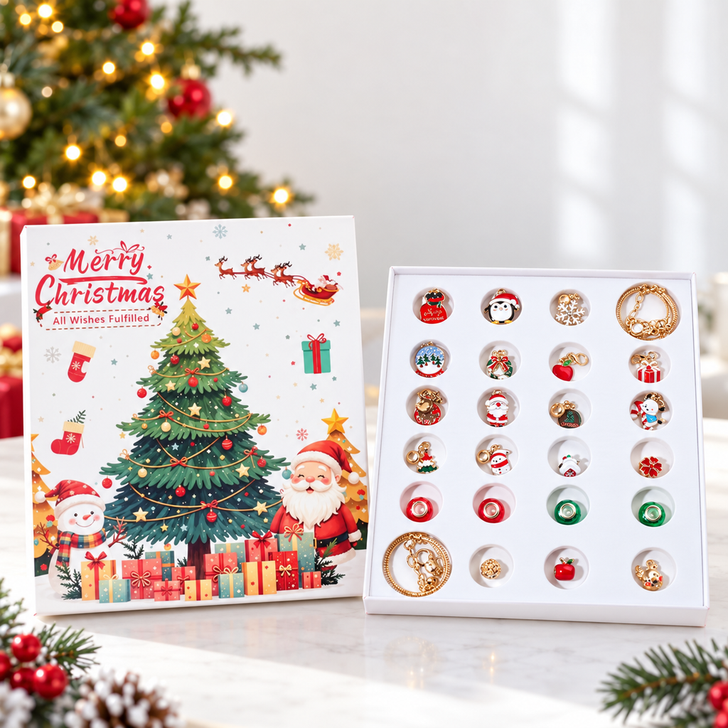 Charm Bracelet Advent Calendar in a bright Christmas setting
