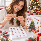 Woman with a festive charm bracelet and its advent calendar