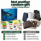 Fishing advent calendar with lures compared with generic Christmas gifts