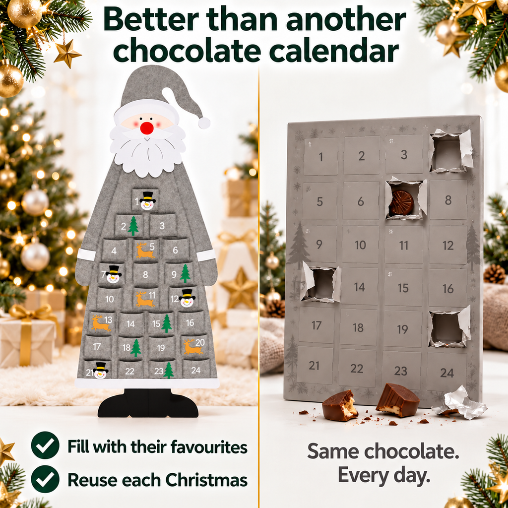Grey Santa felt advent calendar – comparison
