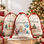 Personalised Christmas Santa Sack – Nutcracker & Animal Designs – christmas scene