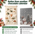 Personalised fabric calendar compared with a chocolate calendar