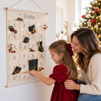 Mother and child enjoying a personalised name advent calendar