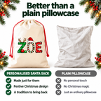 Personalised festive name Santa sack - comparison