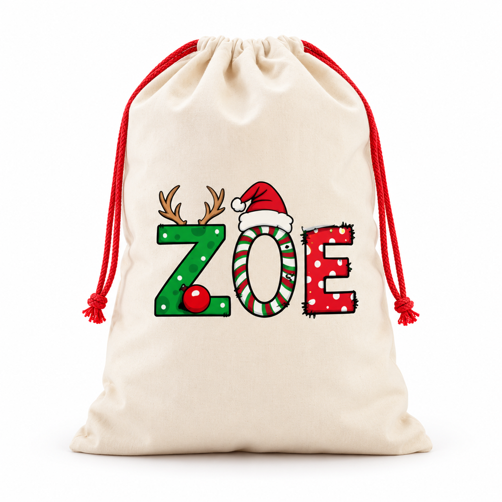 Personalised festive name Santa sack - hero