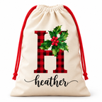 Personalised holly initial Santa sack - hero
