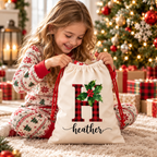 Personalised holly initial Santa sack - lifestyle