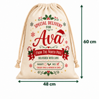Personalised north pole Santa sack - 48 cm wide and 60 cm high