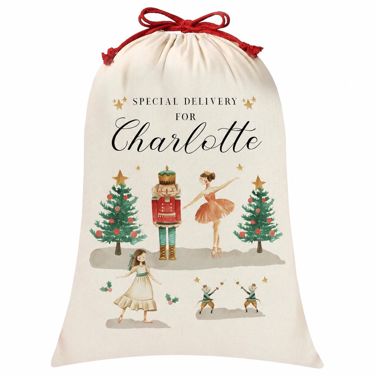 Personalised Santa sack – nutcracker design, clean image