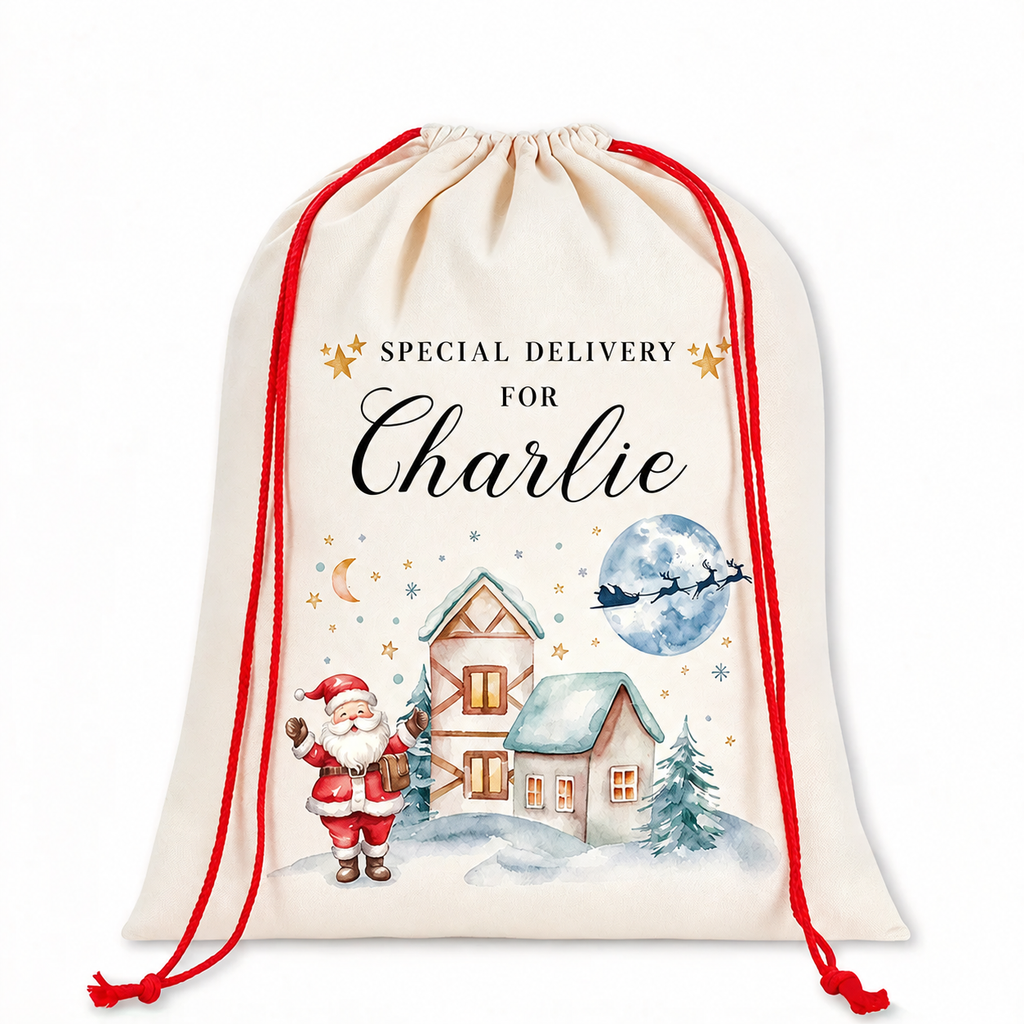 Personalised Santa sack – santa design, clean image