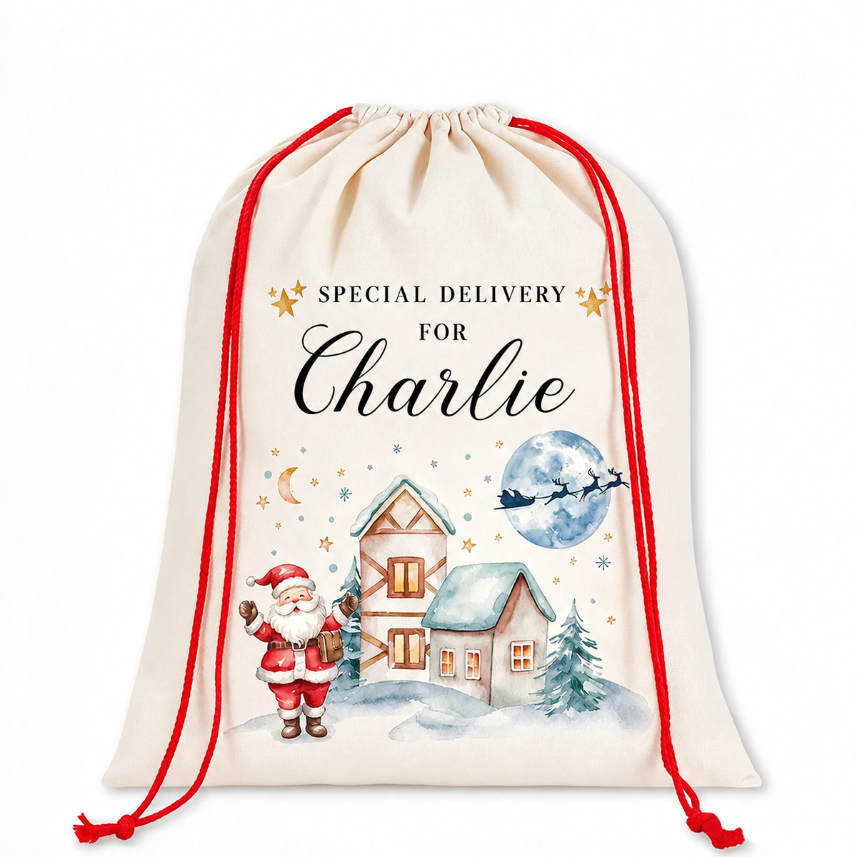 Personalised Santa sack – santa design, clean image