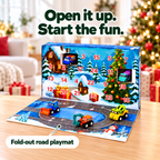 Fold-out road playmat feature of the toy car advent calendar