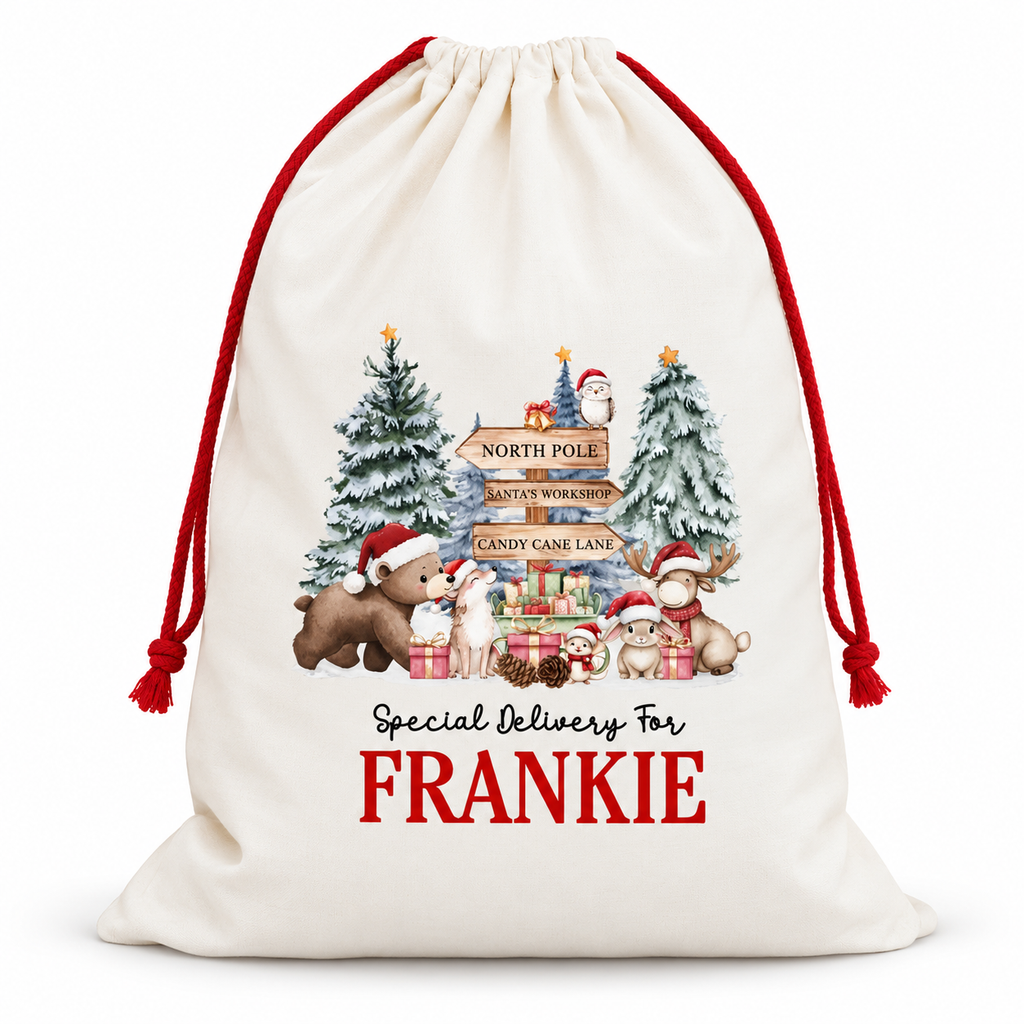 Personalised Woodland Deer Santa Sack – hero