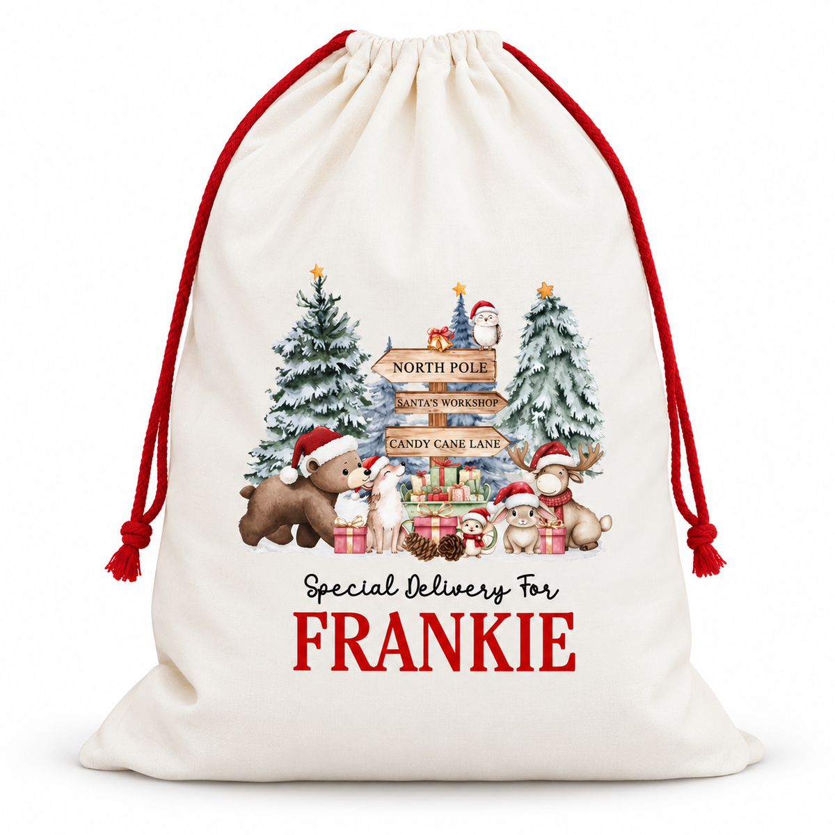 Personalised Woodland Deer Santa Sack – hero